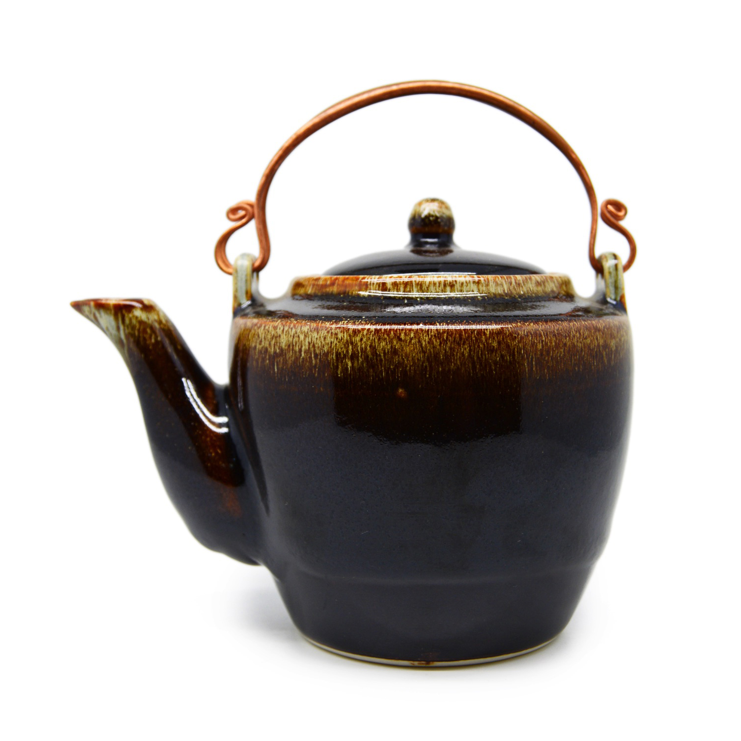 Spring teapot with bronze handle - 5247