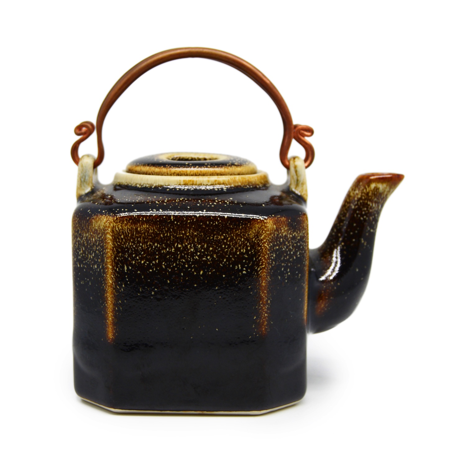 Small Hexagon teapot with bronze handle - 5247